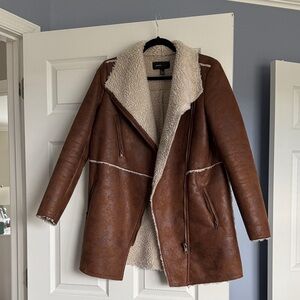 Mango Brown Teddy Jacket with Cream Lining